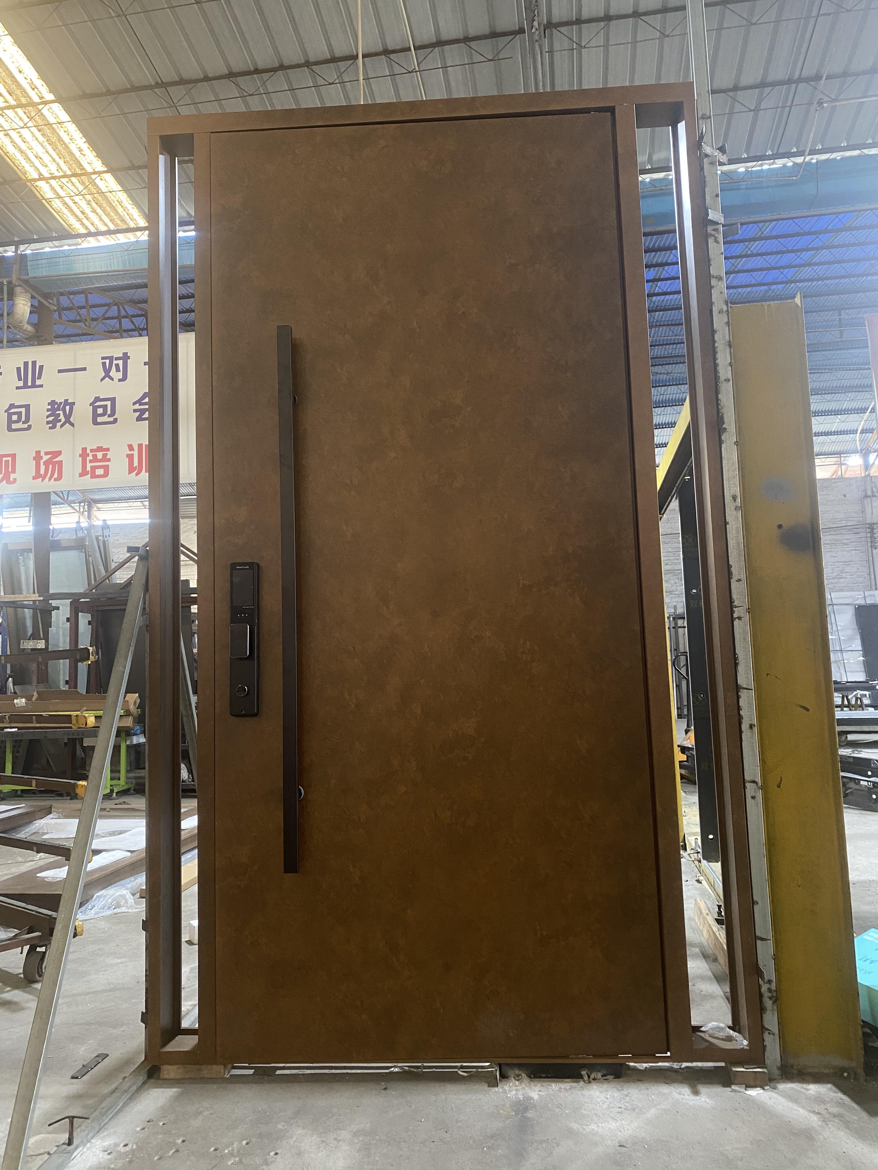 CBMMART Entrance Anti-theft Metal Cast Aluminum Door Security Front Pivot Door Aluminum Entry Door with Glass