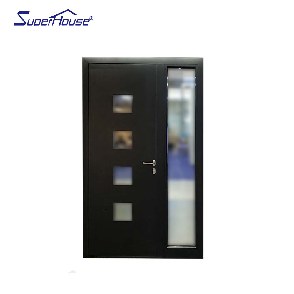 For Customized Security Modern Windproof Glass Front Door Aluminum Alloy Frame Graphic Design for Villas Houses 5-Year