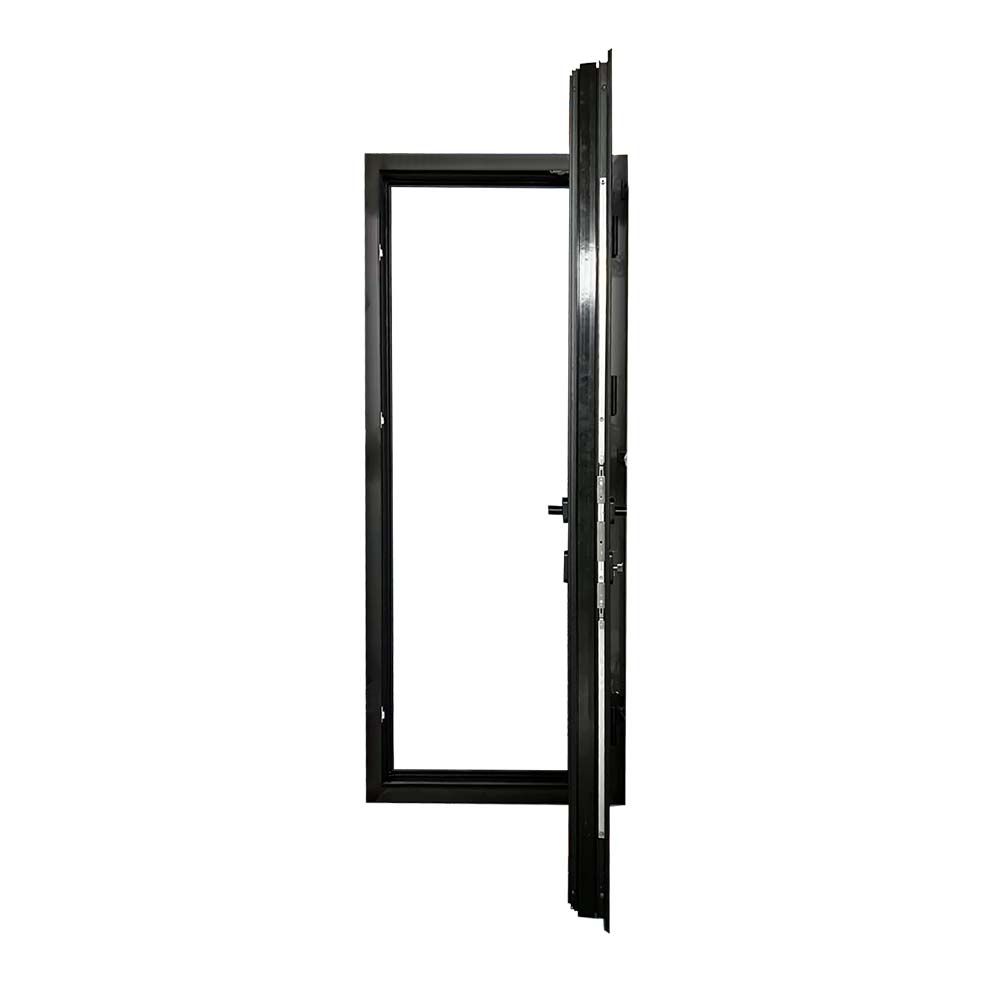PENJOY Fluted Glass Aluminum Swing Patio Door Windproof With Fiberglass Screen For Garden Courtyard