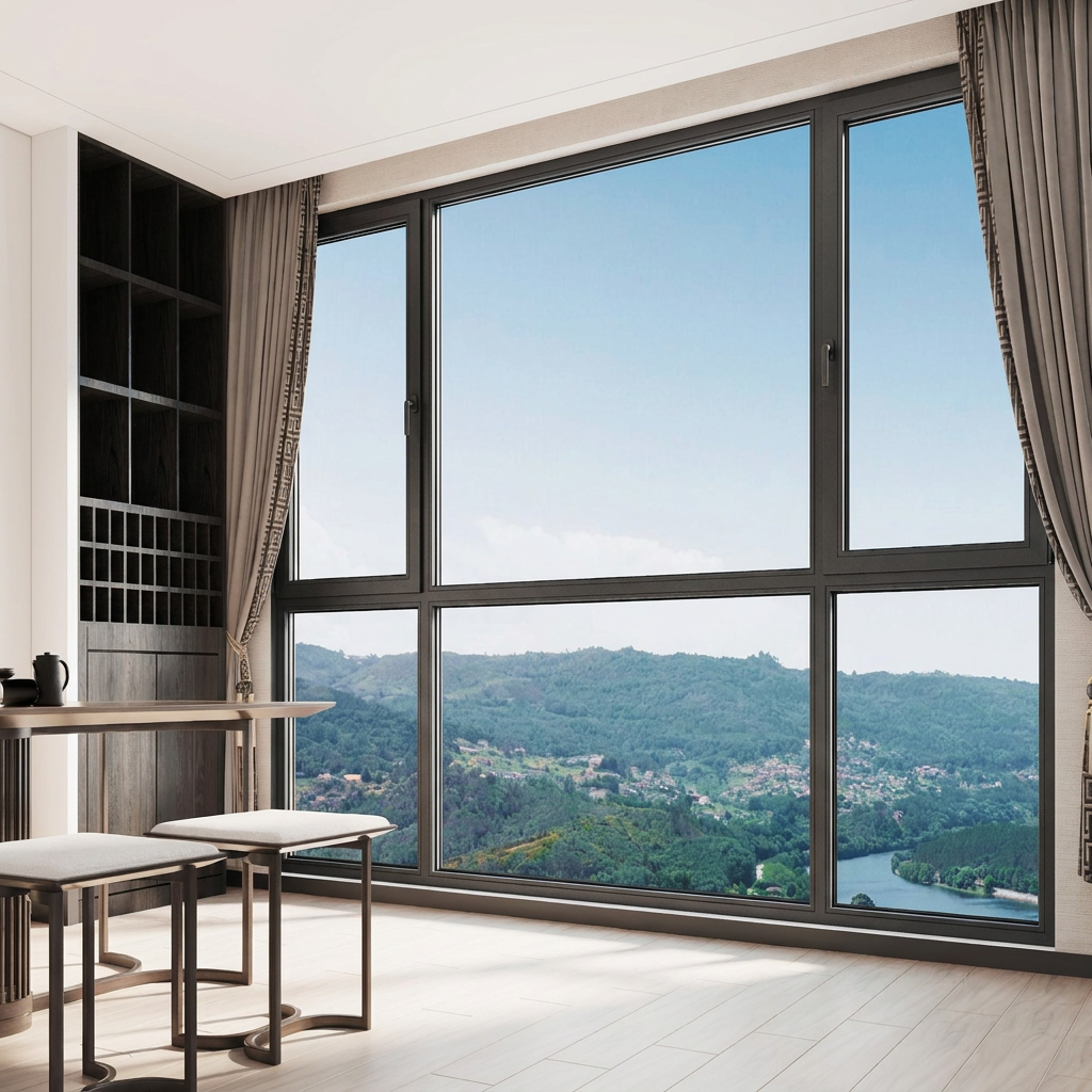 Black Aluminum Alloy Smart Electric Lifting Sliding Window Large Glass Roof Window for House