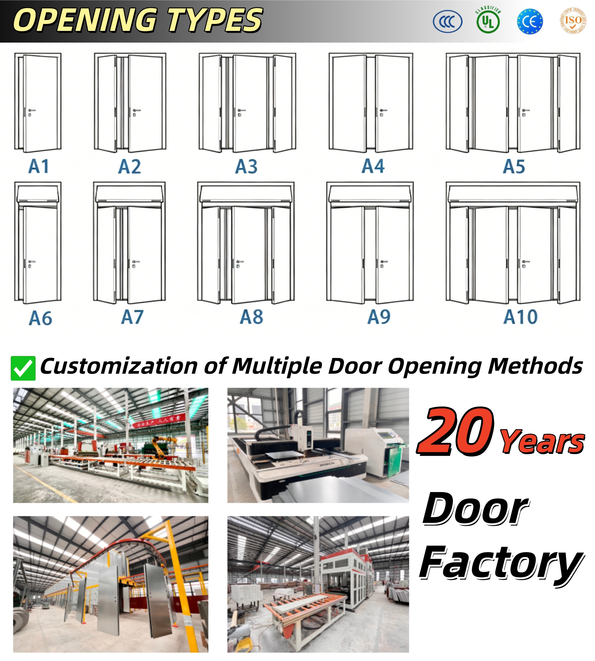 American Standard Intelligent Lock Swing Entrance Door Aluminum Material Villa Gate Modern Safety Fire Prevention Outer Door
