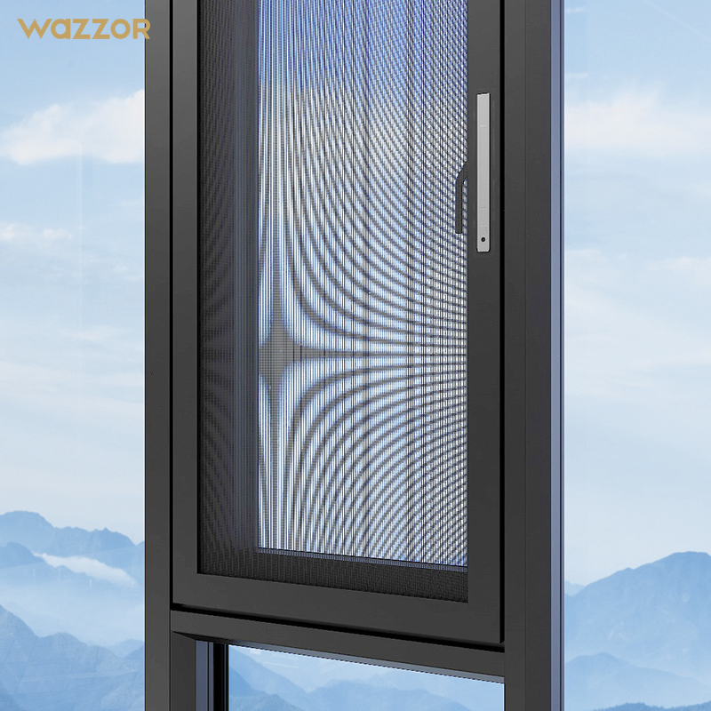 Wazzor New Arrival Villa Modern Hurricane-Proof Impact Energy Efficiency Patio Aluminum Double Glass Hinge Window