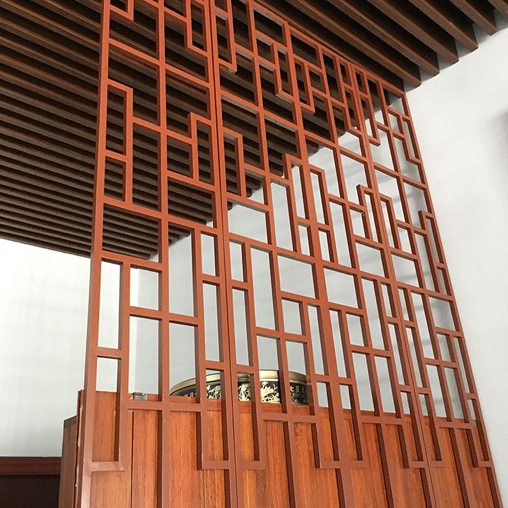 Custom Chinese-style Aluminum Door &amp; Window Lattice, Wood Grain Color Aluminum Window Grilles For Ancient Building Decoration