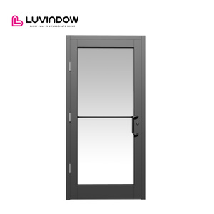 Luvindow Durable Aluminum Commercial Exterior Storefront Doors with Thermal Break Energy Efficient Hurricane Impact Glass