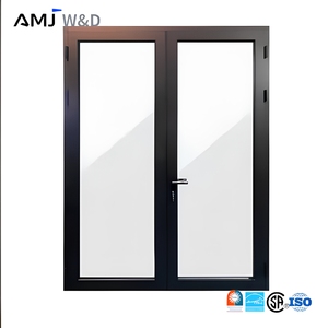 Office Hotel Project Entrance Double Doors Thermal Break Soundproof Double Glazed Modern Aluminum Patio Front Doors