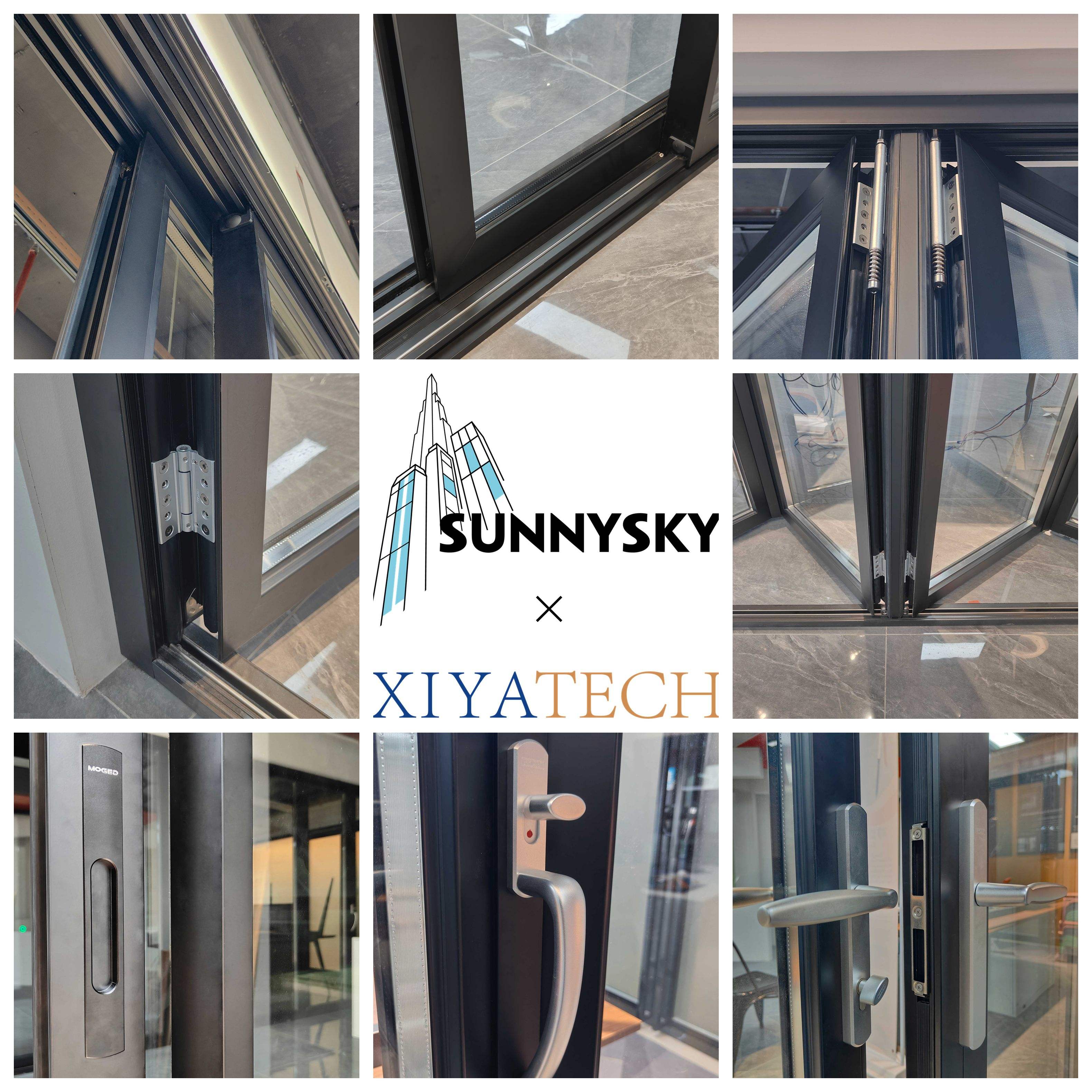 XIYATECH Modern Commercial Storefront Custom Customized Aluminum Alloy Soundproof Glass Automatic Swing Doors