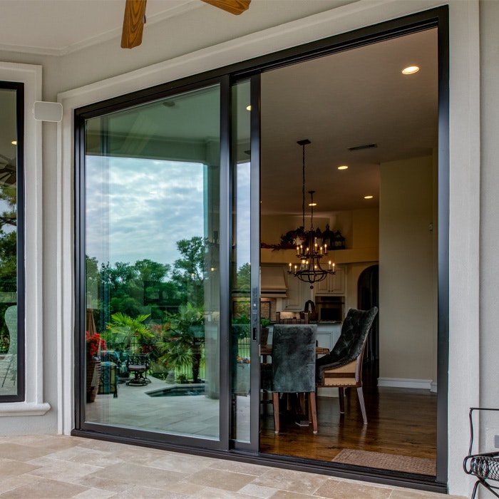 Aluminium Sliding Doors Interior Soft Close Black Frame 4 Panel Indoor Sliding Glass Doors
