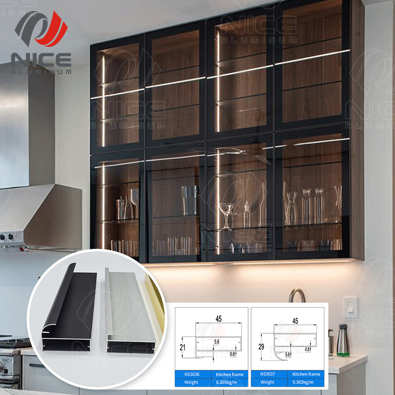 Custom Aluminium Kitchen Cabinet Profile Cabinet Wardrobe Glass Door Frame Aluminium Profiles
