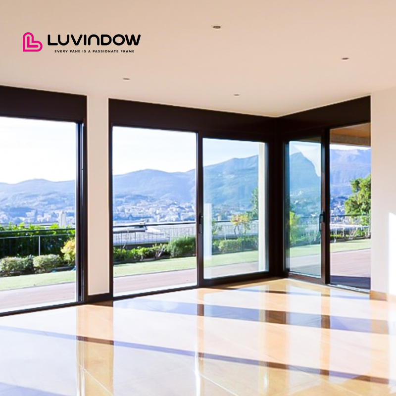 Luvindow Modern Design 2.2mm Aluminum Profile Sliding Glass Door Thermal Insulation High Quality EPDM Silicone Exterior Kitchen
