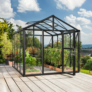 6x12ft With Ventilation Window, Sliding Door, Backyard Aluminum Greenhouse Garden Greenhouse Glass Sun Room