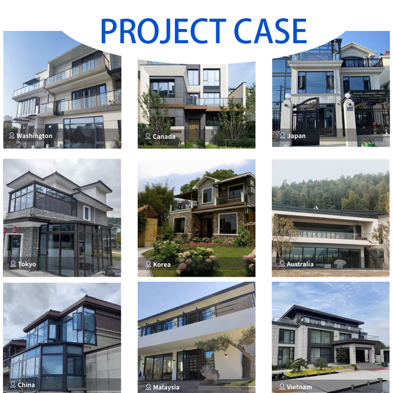 Thermal Break Aluminum Fixed Picture Window Crittall Style Grille Double Glazed Low-E Glass Bay Window for Residential Villa