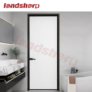 Landsharp New Design Bathroom Narrow Frame Casement Aluminium Interior Glass Door Aluminium Toilet Metal Entry Door