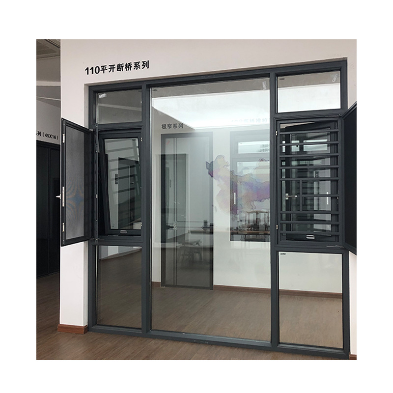 European Modern Style 110mm Thermal Break Aluminum Casement Windows Tempered German OAOSM Hinges 100000 Cycles Villas Kitchens