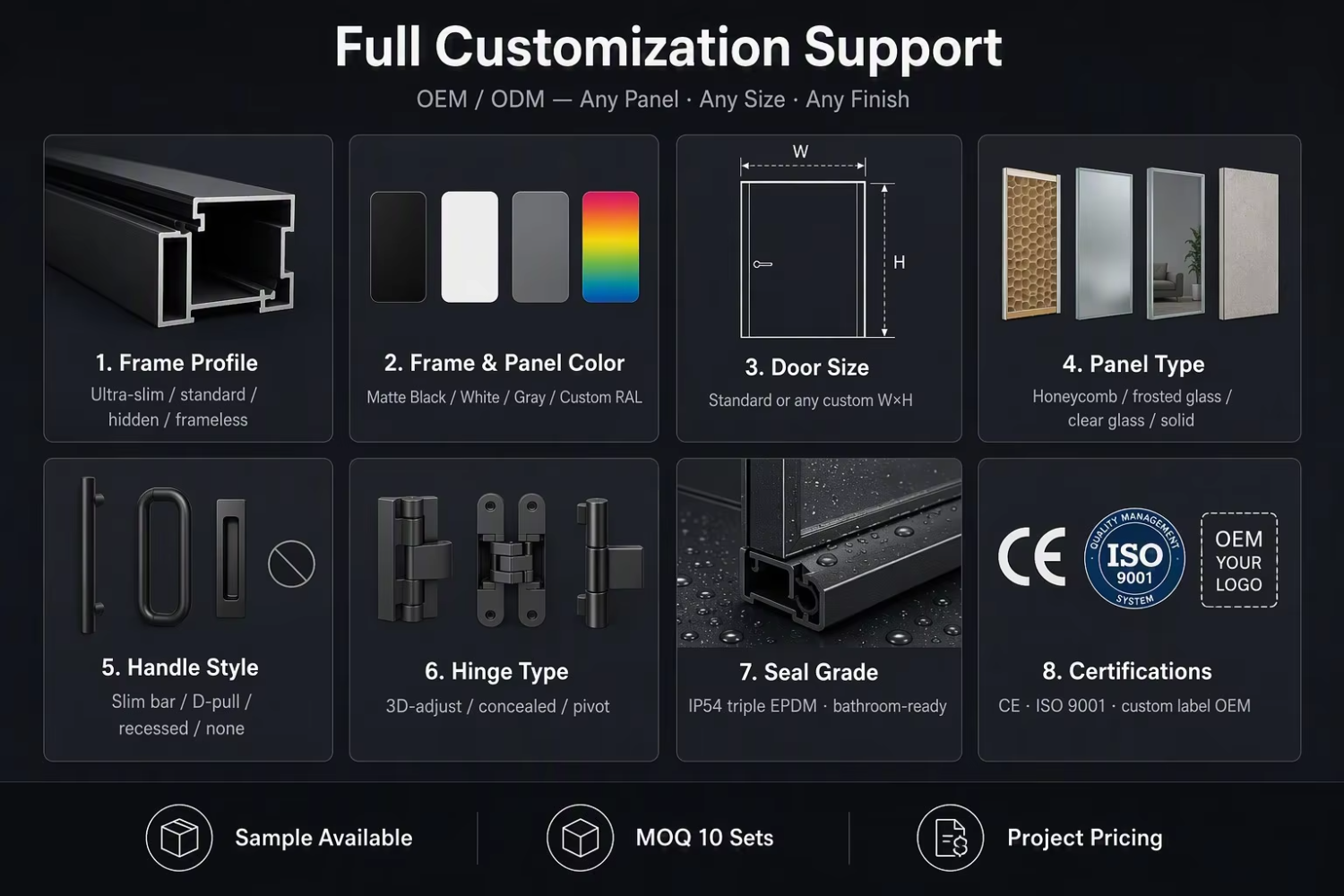 Customization Capabilities - Metal Door Frame Doors Modern Indoor Aluminium Alloy Showerroom