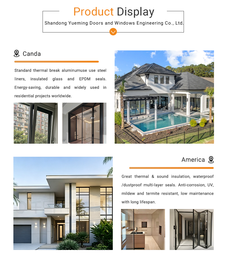 Independent Pass Sash Aluminum Folding Window Double Tempered Glass Multi Seal Gasket for Shop Front