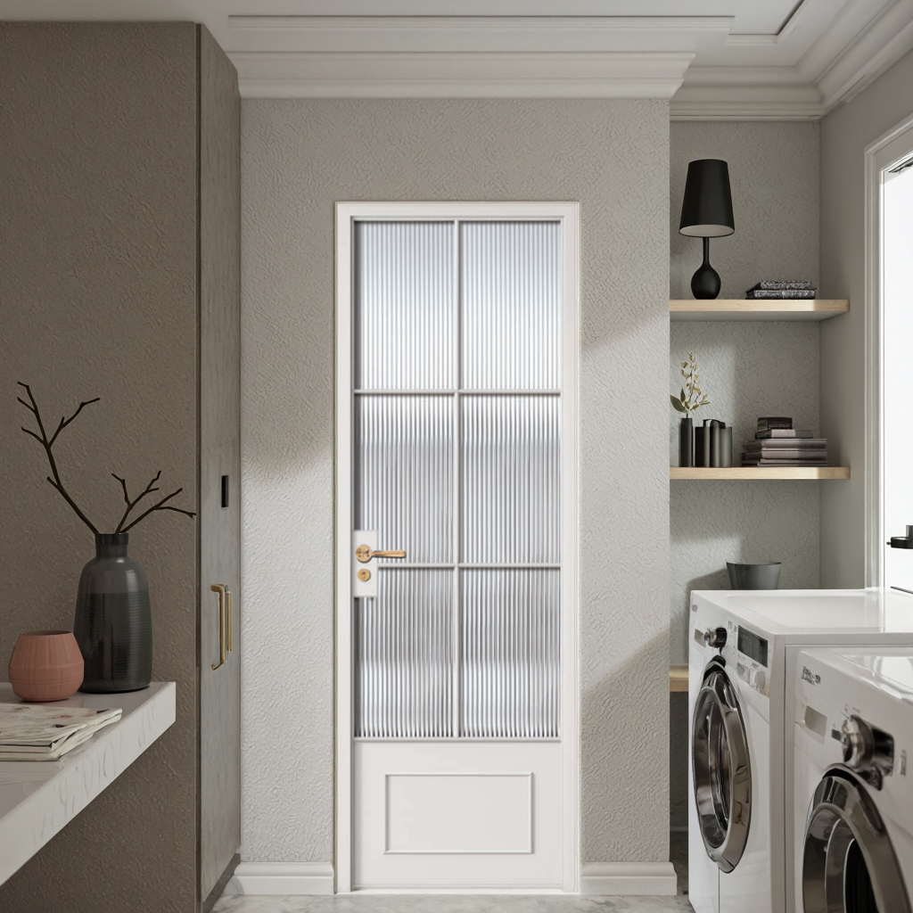 Modern French Style Fire Prevention Finished Door Aluminum Alloy Metal Frame with Glass for Living Room Kitchen Laundry