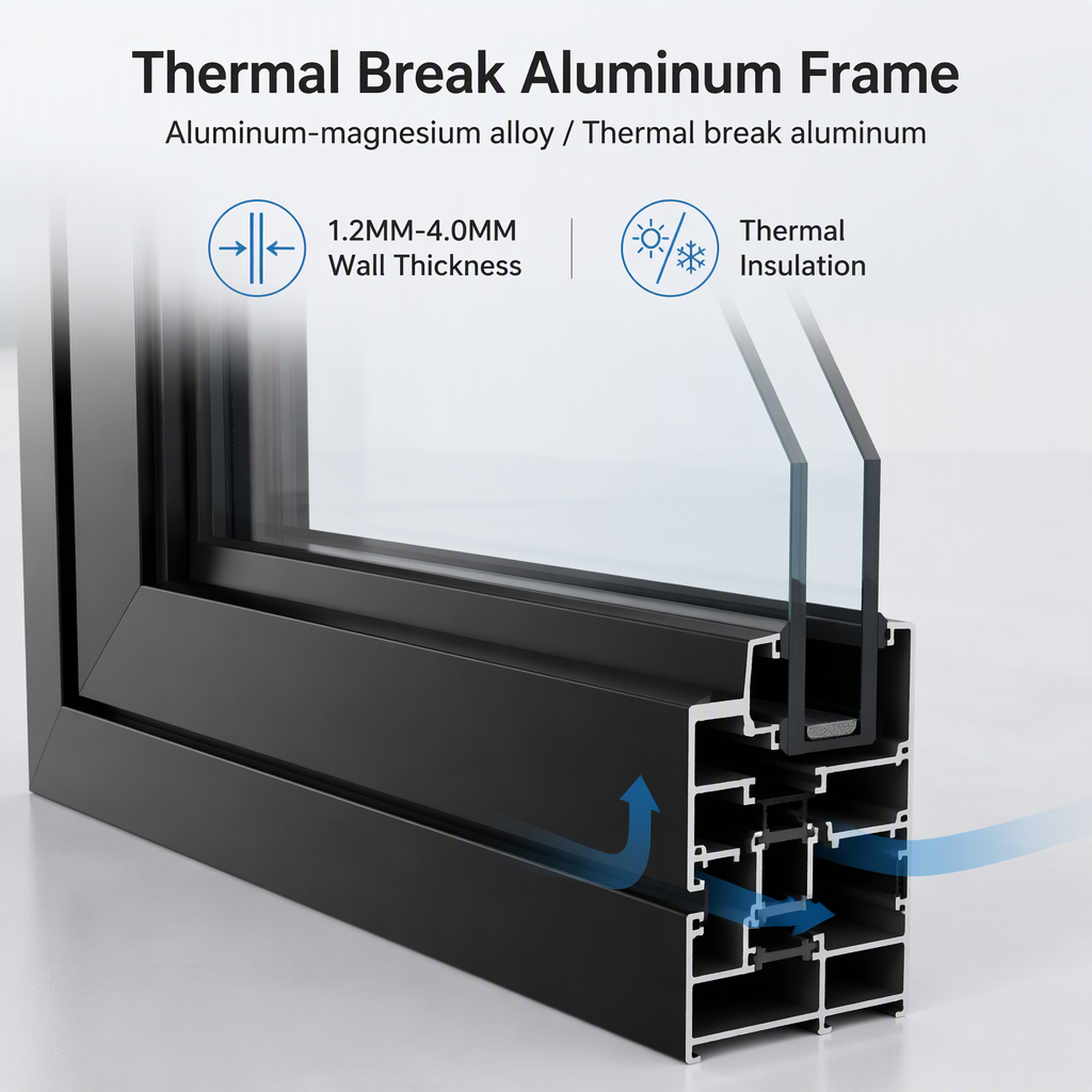 Thermal Break Aluminum Casement Window Sliding Door Panoramic Glass Window Custom Aluminum Window and Sunroom