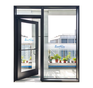 Modern Commercial Casement Security Door Aluminum Alloy with Fiberglass Screen Netting for Store and Escape Use