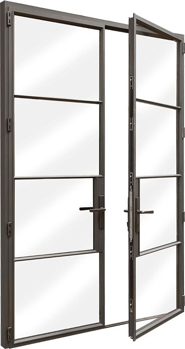 Customized French Style Entrance Store Front Glass Doors Windproof Aluminum Frame Waterproof Feature Finished Business Exterior
