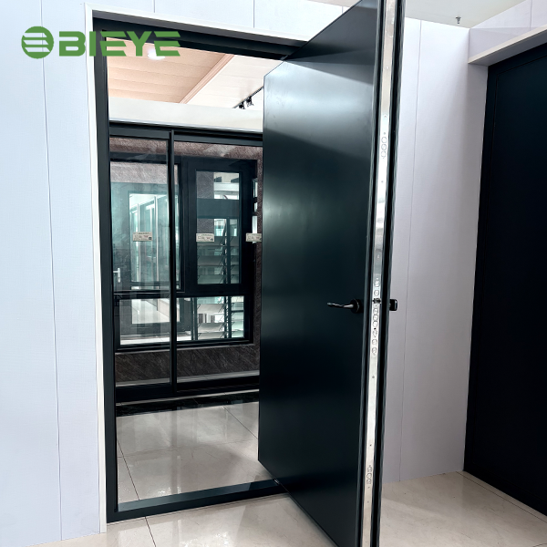 Modern Style Frameless Aluminum Glass Exterior Swing Bathroom Entry Door with Thermal Insulation for Hotel Use