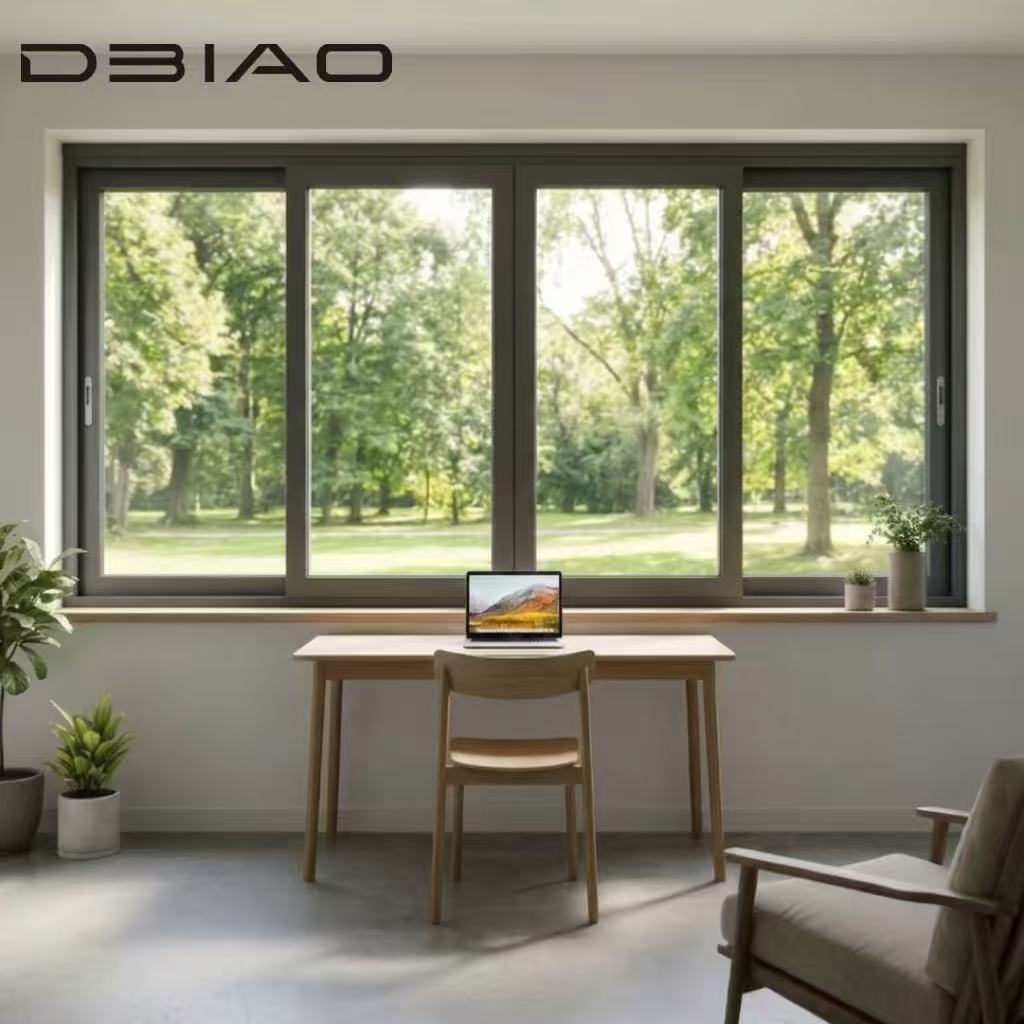 Villa Custom 126 Series Modern Panoramic Horizontal Six Track Sliding Aluminum Window Hidden Drainage Windproof Outdoor