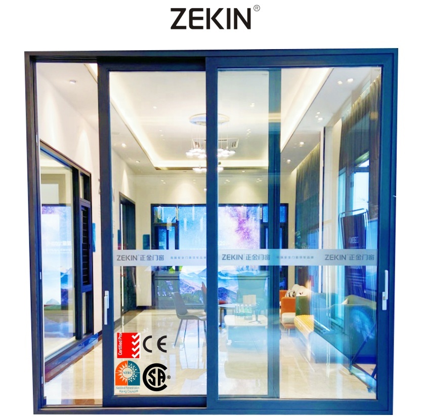 Customized New Design Aluminum Sliding Patio Door NFRC AS2047 Hurricane Impact Certification Interior Double Glass Sliding Door
