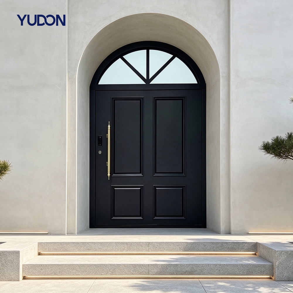 YUDON DOOR Aluminum Glass Door Entrance with Smart Lock Anti Rust Anti Theft Fire Rated Front Doors for Houses Coastal Villas