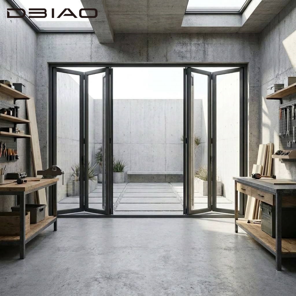 DBIAO Luxury Modern Slim Frame Aluminum Tempered Glass Folding Door Soundproof Bi-fold Doors for Exterior Balcony Patio