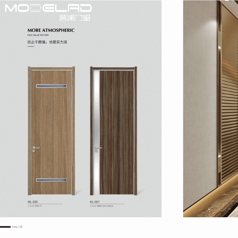 Modern Style Aluminum Wooden Door French Interior Door for Apartment Buildings Ecological Residence Door Factory Direct
