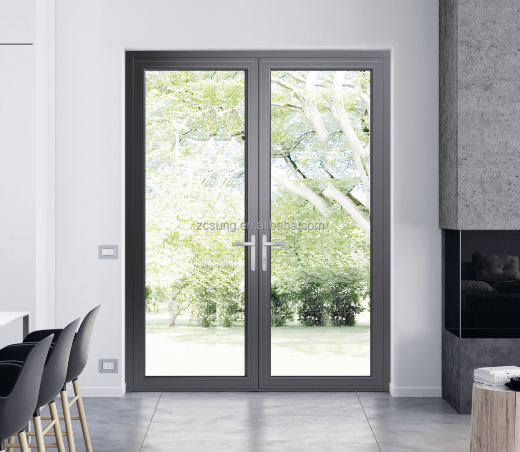 Manufacturer Custom Size Casement Entry Aluminium Doors with Tempered Glass Panel Soundproof Waterproof Design for Modern Patio