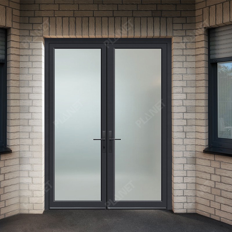 Custom Commercial Entry French Doors Glass Double Front Aluminum Door Exterior Patio French Doors Modern Gate Design for Home