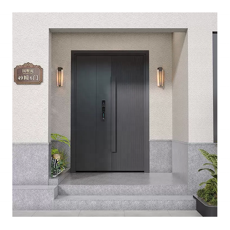 SJUMBO Customization Modern Commercial Security Double-Layer Aluminium Swing Exterior Entrance Smart Door