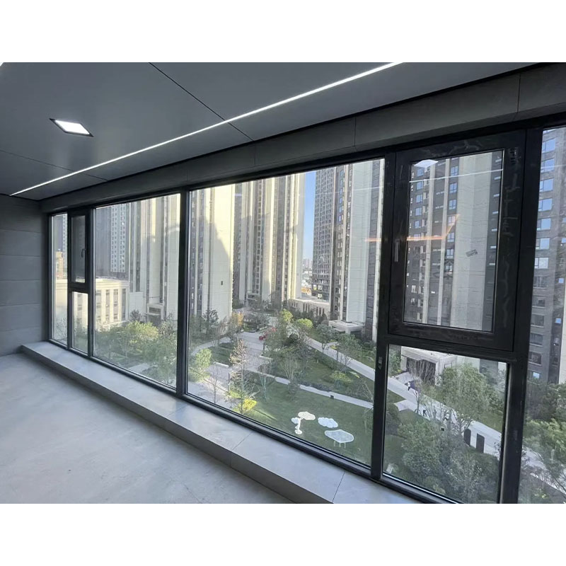 Custom Hurricane Impact Soundproof Aluminium Window House Villa Hotel Modern Black Aluminum Glass Sound Proof Casement Windows
