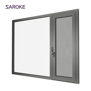 SAROKE Custom Thermal Break Aluminum Entrance Casement Door Security Exterior Double Glazed Glass Swing Main Door for House