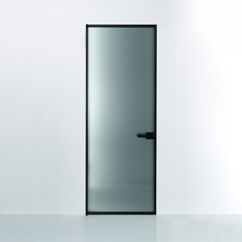 Minimal Frame Hinged Door Aluminum Glass Swing Door Soft Close Tempered Door for Office Bathroom Interior Projects