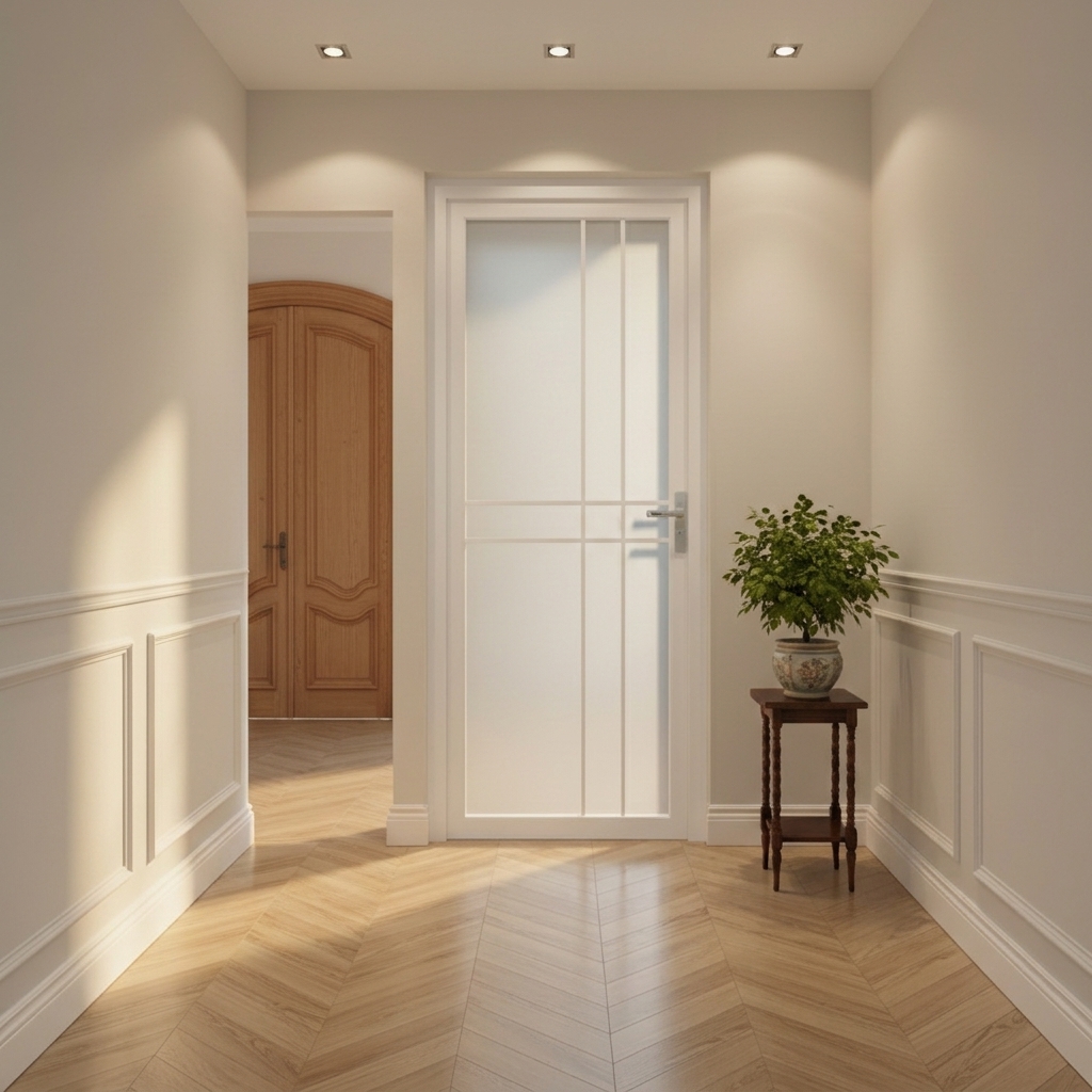 Aluminum Alloy Waterproof Finished French Design Bathroom Toilet Door with Frosted Glass and Aluminum Frame