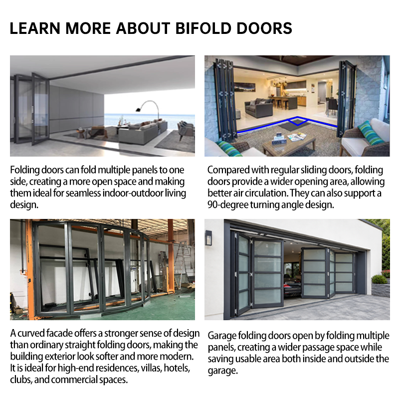 EOKO CE Energy Star Certified Thermal Break Aluminum Bi-fold Door for Commercial Shopfront Folding Glass Patio Doors for Garden