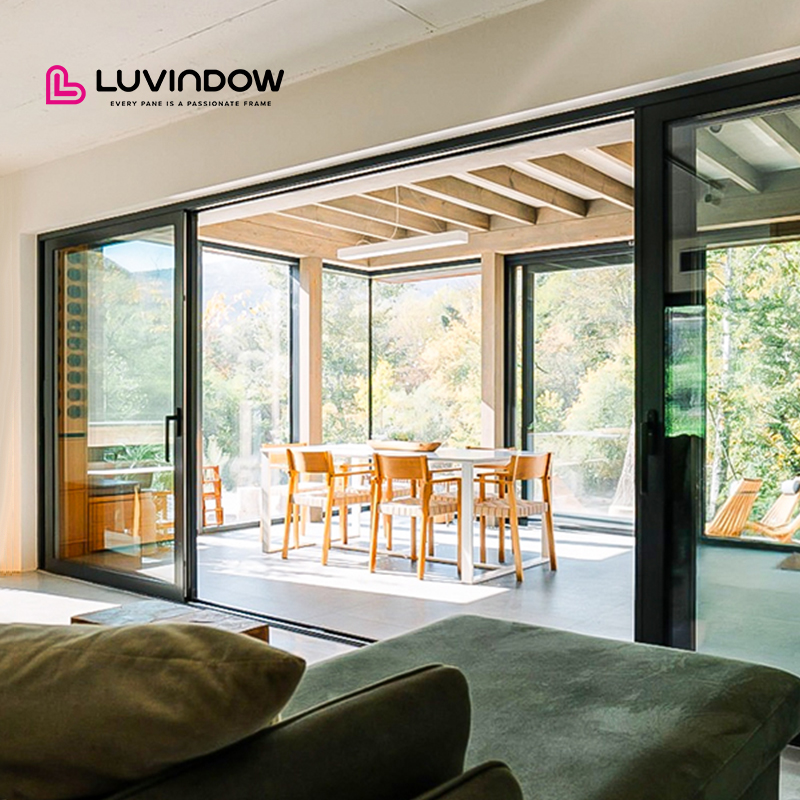 Thermal Break Aluminum Lift and Slide Door Triple Glazed Low E Glass Heavy Duty for Villa Balcony and Patio