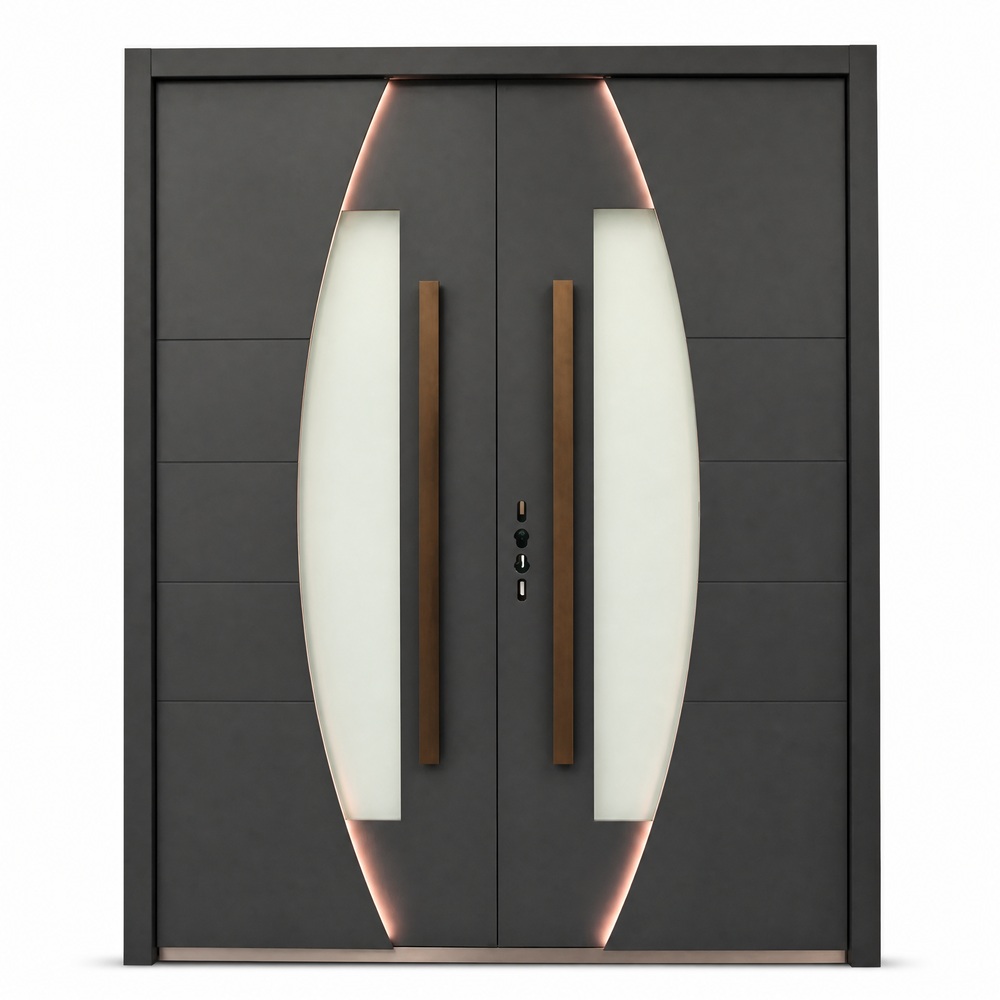 Hot Sale Thermal Break Aluminum Metal Door With Insulated Glass For Villa Main Entrance