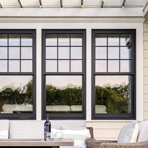 AMJ NFRC Aluminum Double Hung Windows With Decorative Grilles Colonial Style Vertical Sliders For Traditional Villa