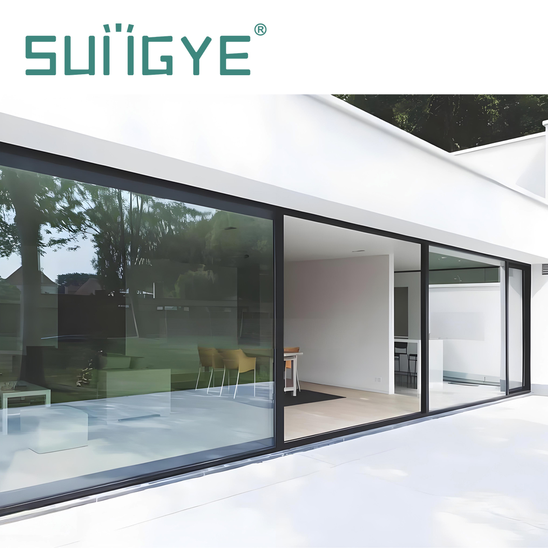 SUNGYE AS2047 Custom Villa House Project Slide Doors Hurricane Proof Black Aluminum Frame Sliding Doors Front Entry Glass Doors