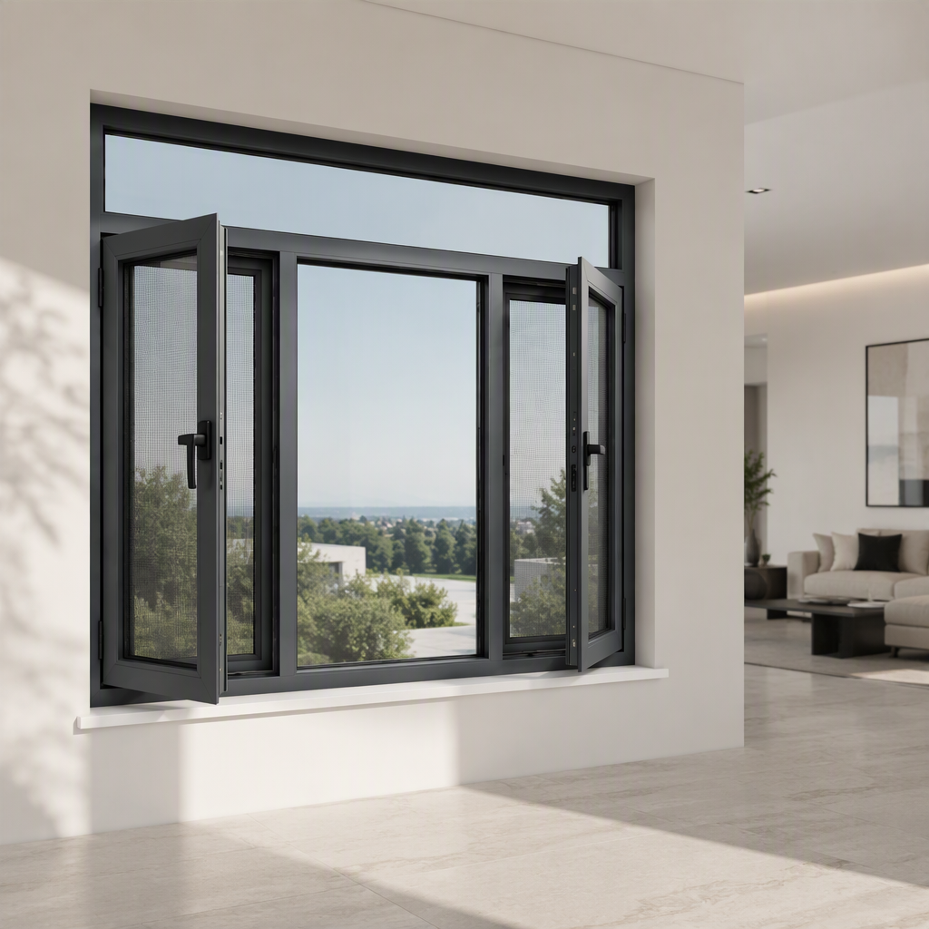 120 Series Casement Window Thermal Break Aluminum Magnesium Alloy Fixed Center Sash Double Side Opening Top Hung Inward Tilt