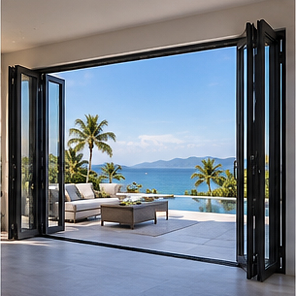 Folding Windows for Terrace Renovation Contractors Aluminum Glass Bi-fold Soundproof Balcony System