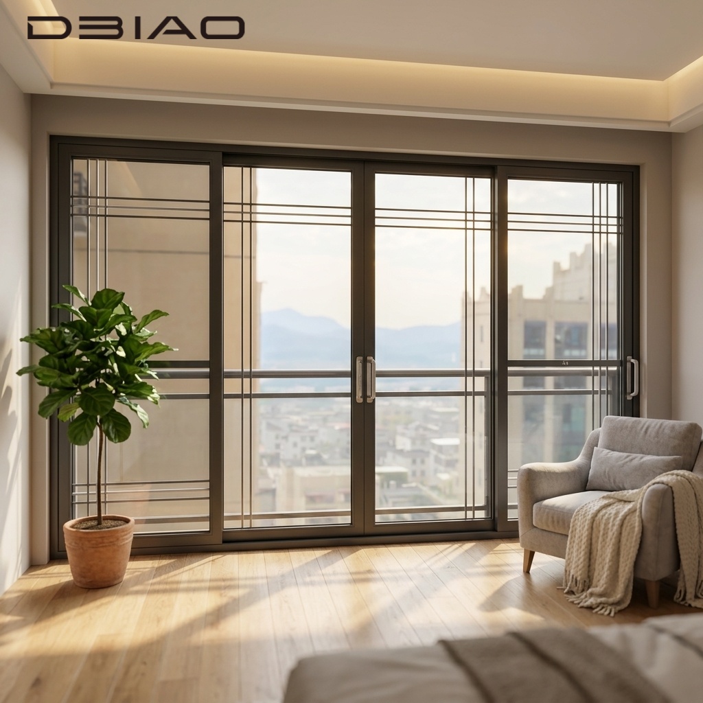 Modern Design Aluminum Alloy Sliding Door with Double Glazing Windproof for Balcony Patio Hall Slim Frame