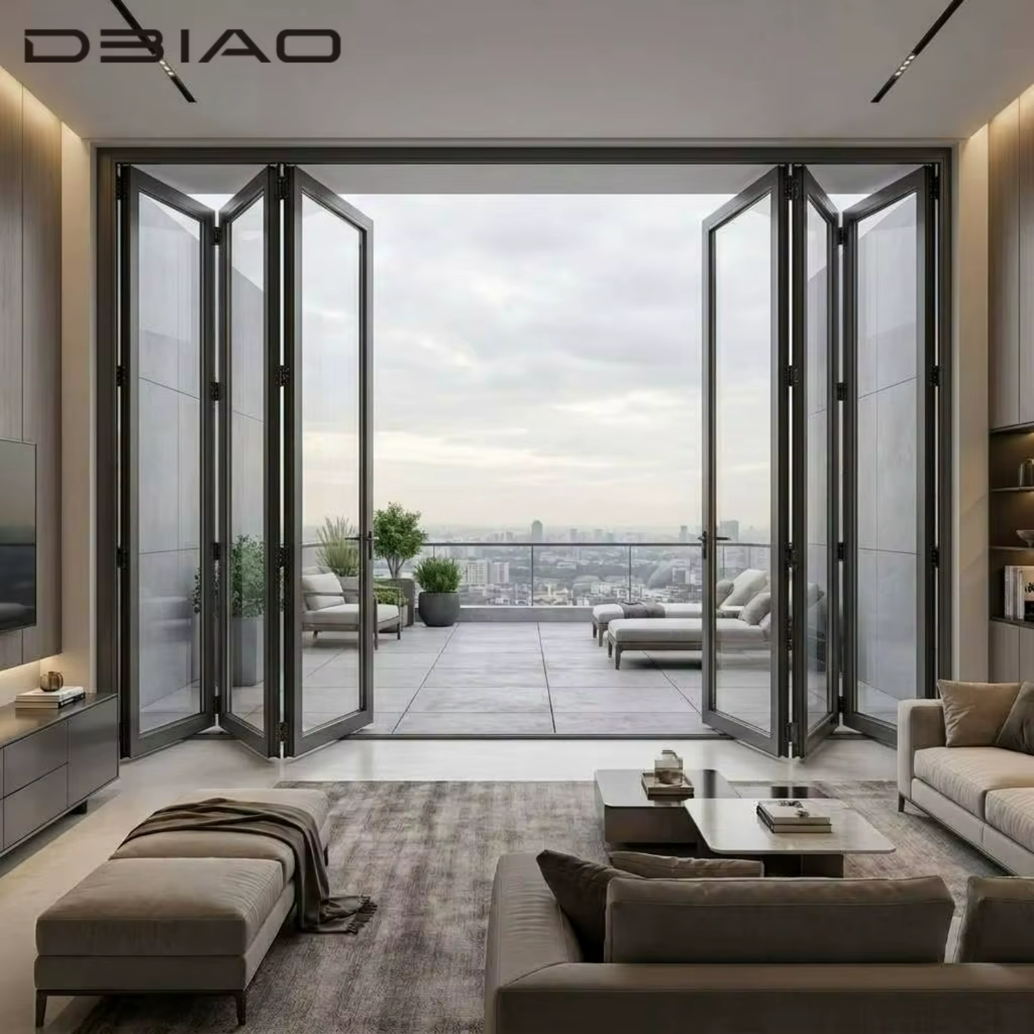 DBIAO Luxury Modern Slim Frame Aluminum Folding Door Scene Application