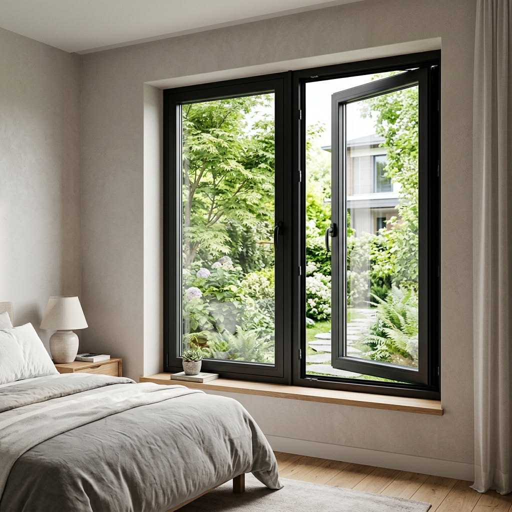 Wind Resistant Thermal Break Aluminum Casement Window Double Glazed High Strength Frame For North American Coastal Buildings