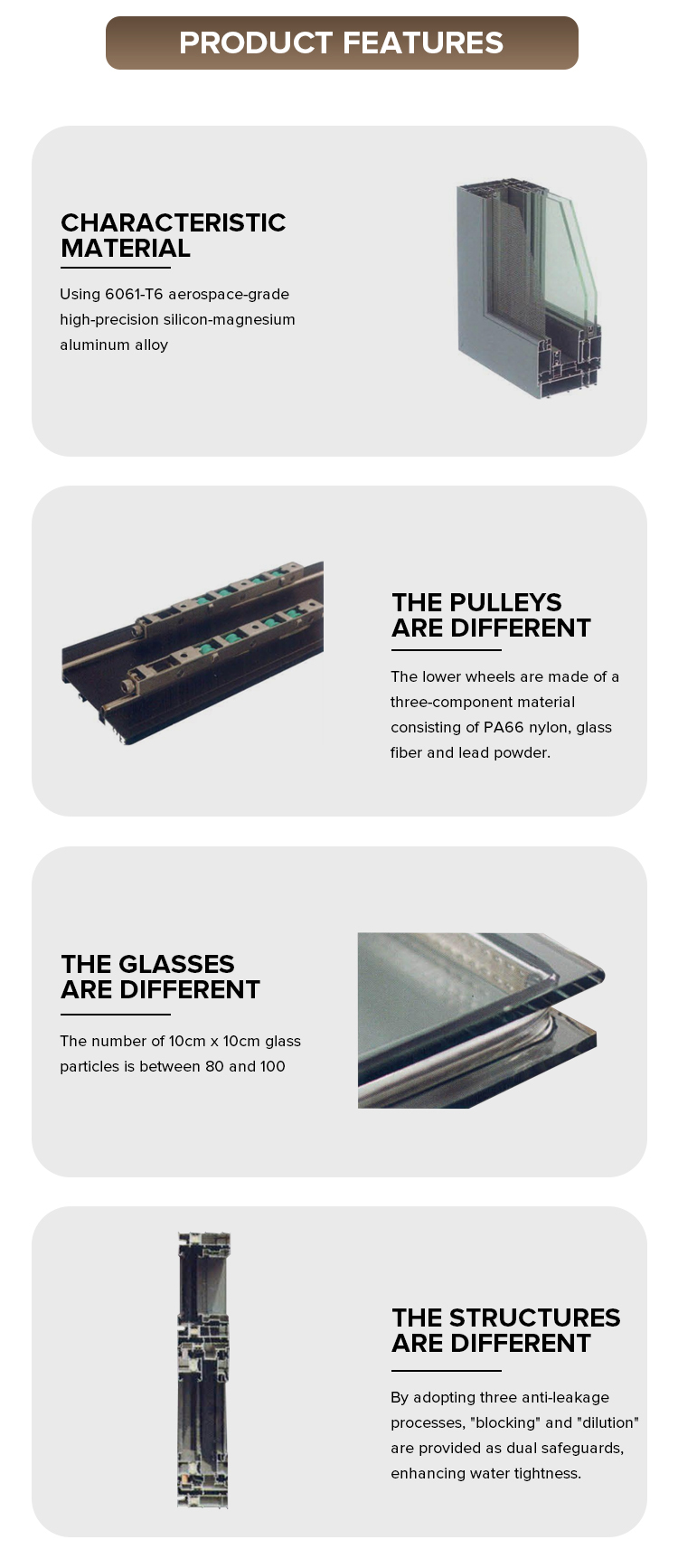 Wood Grain Aluminum Sliding Door Detail Structure and Craftsmanship