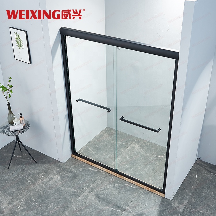 Factory Direct Custom Aluminum Alloy Hotel Home Bathroom Tempered Glass Framed Double Sliding Shower Door
