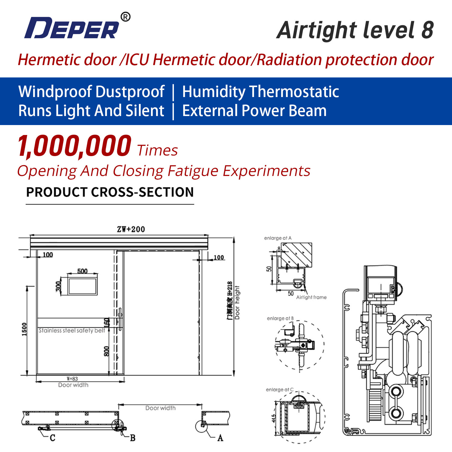 Medical Cleanroom Doors Modern Aluminum Alloy Operating Room Hermetic Automatic Side High-Airflow Sliding Door for Hospital