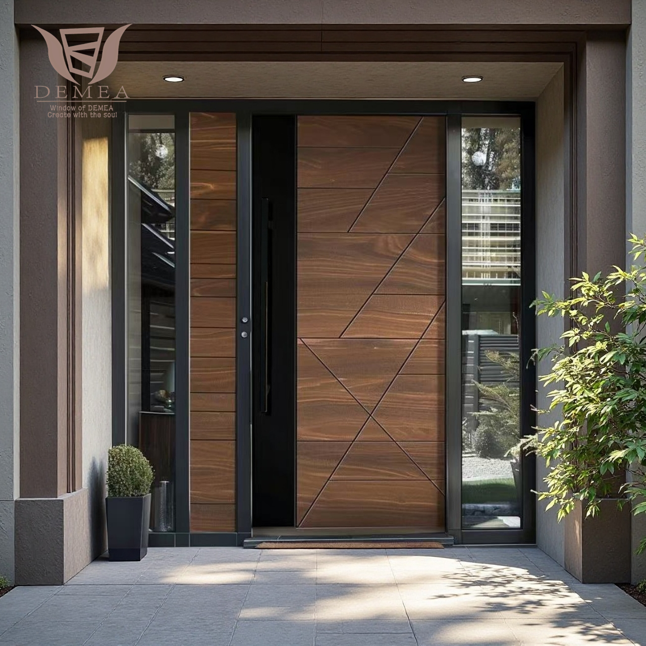 DEMEA Premium Thermal Break Aluminum Entry Door with Smart Lock - Customized Casement Design for Villa Apartment Security